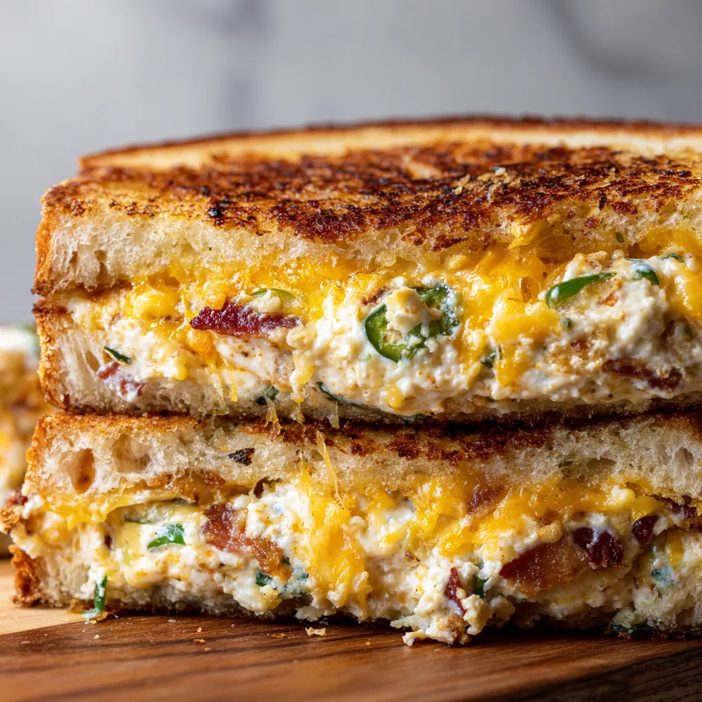 Spicy Jalapeño Popper Grilled Cheese Sandwich with Cream Cheese and Crispy Bacon
