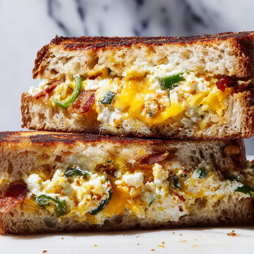 Spicy Jalapeño Popper Grilled Cheese Sandwich with Cream Cheese and Crispy Bacon - tertiary view