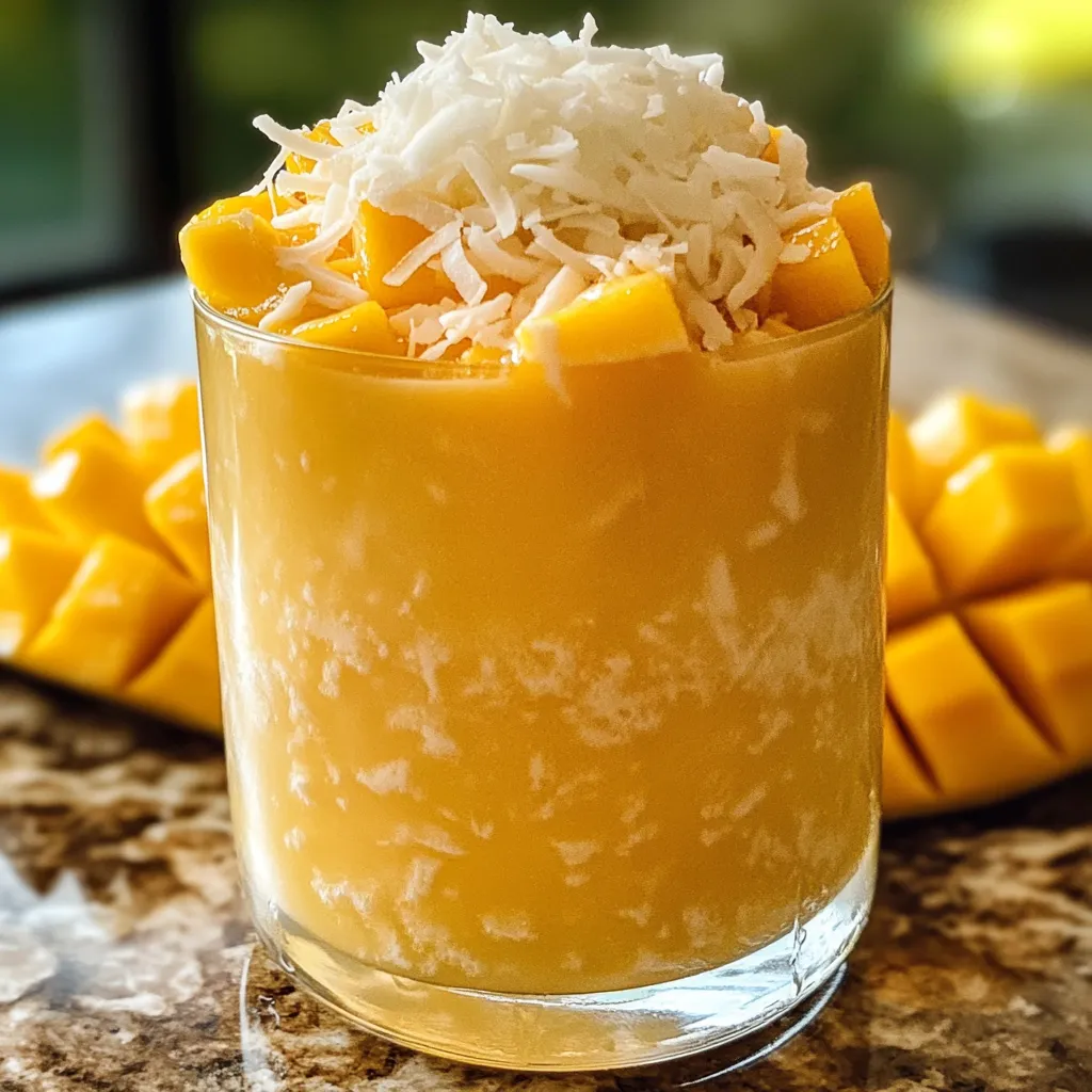 Ultimate Mango Coconut Breeze with Fresh Tropical Fruits and Coconut Cream - tertiary view