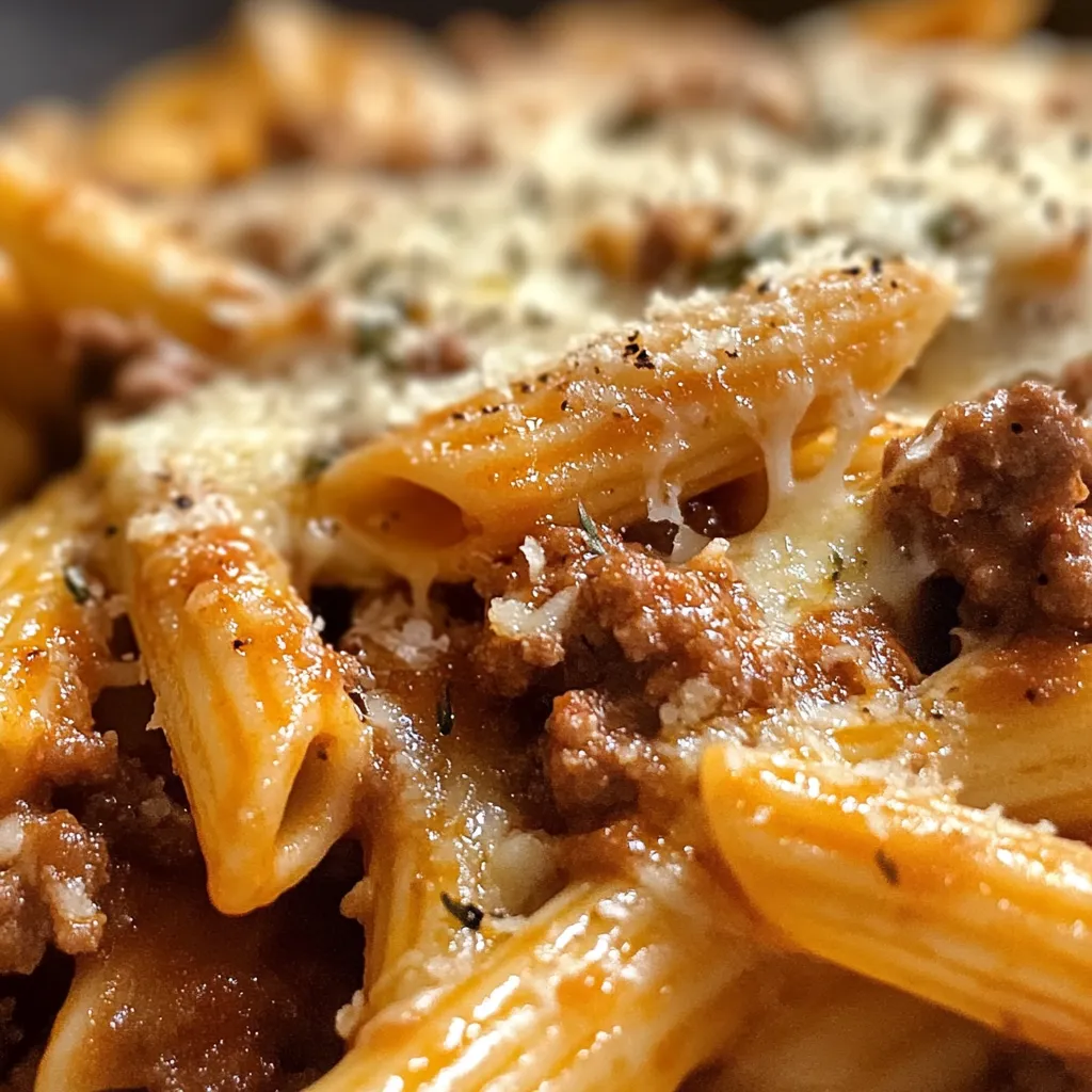 Cheesy Penne with Garlic Butter Ground Beef - Ultimate Comfort Food Recipe - main view