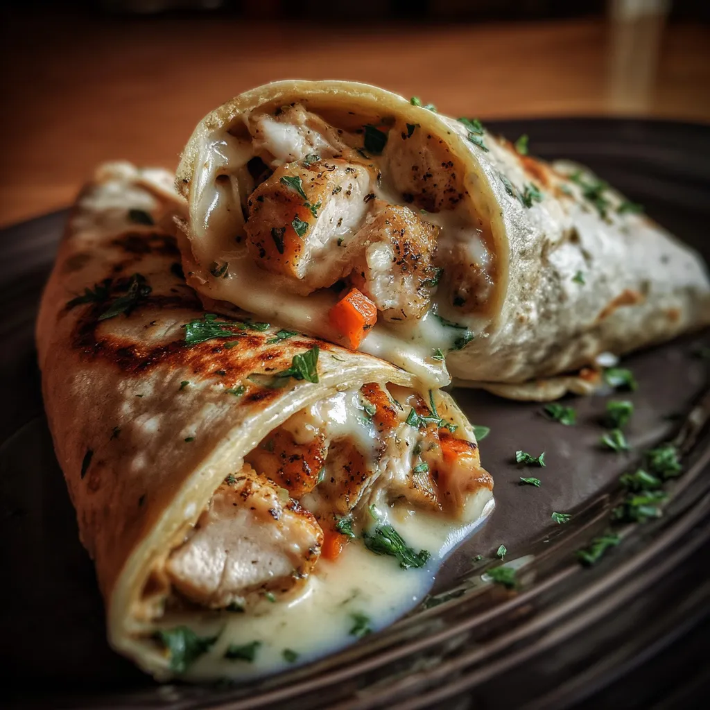 Ultimate Cheesy Garlic Chicken Wraps with Crispy Seasoned Chicken and Melted Cheese - tertiary view