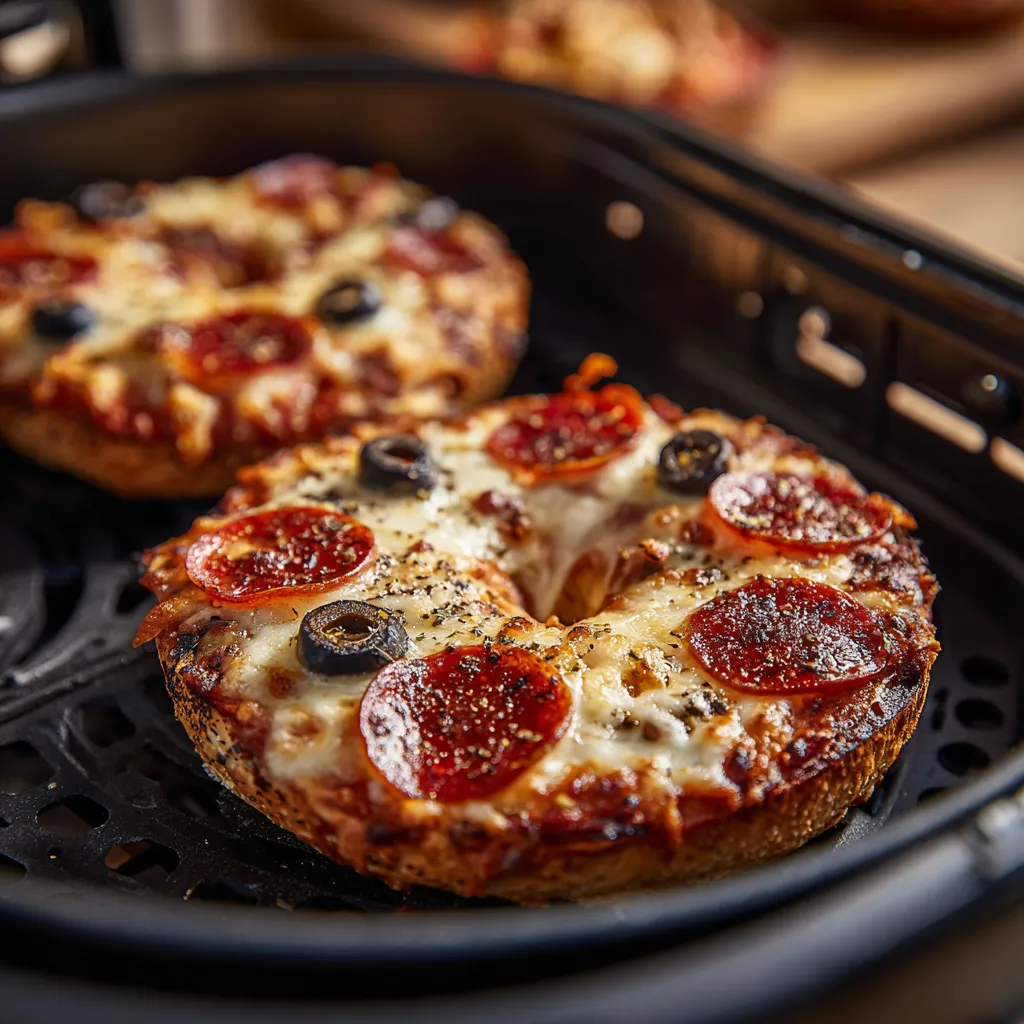 Ultimate Crispy Bagel Pizzas with Fresh Toppings and Melted Cheese - main view