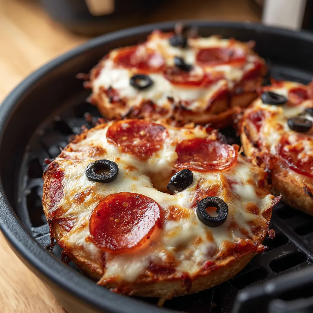 Ultimate Crispy Bagel Pizzas with Fresh Toppings and Melted Cheese - tertiary view