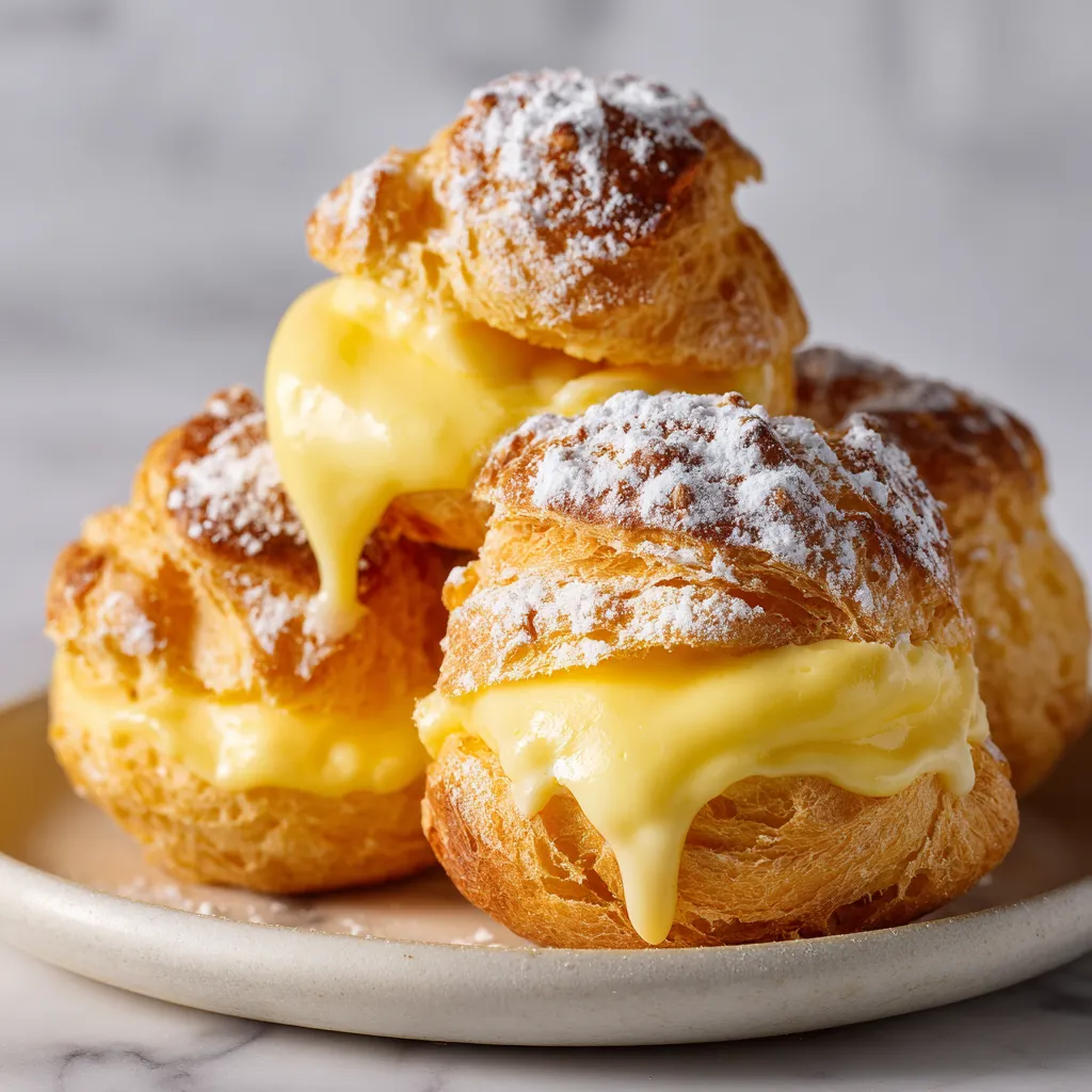 Classic French Lemon Cream Puffs with Silky Pastry Cream and Delicate Choux Pastry - secondary view
