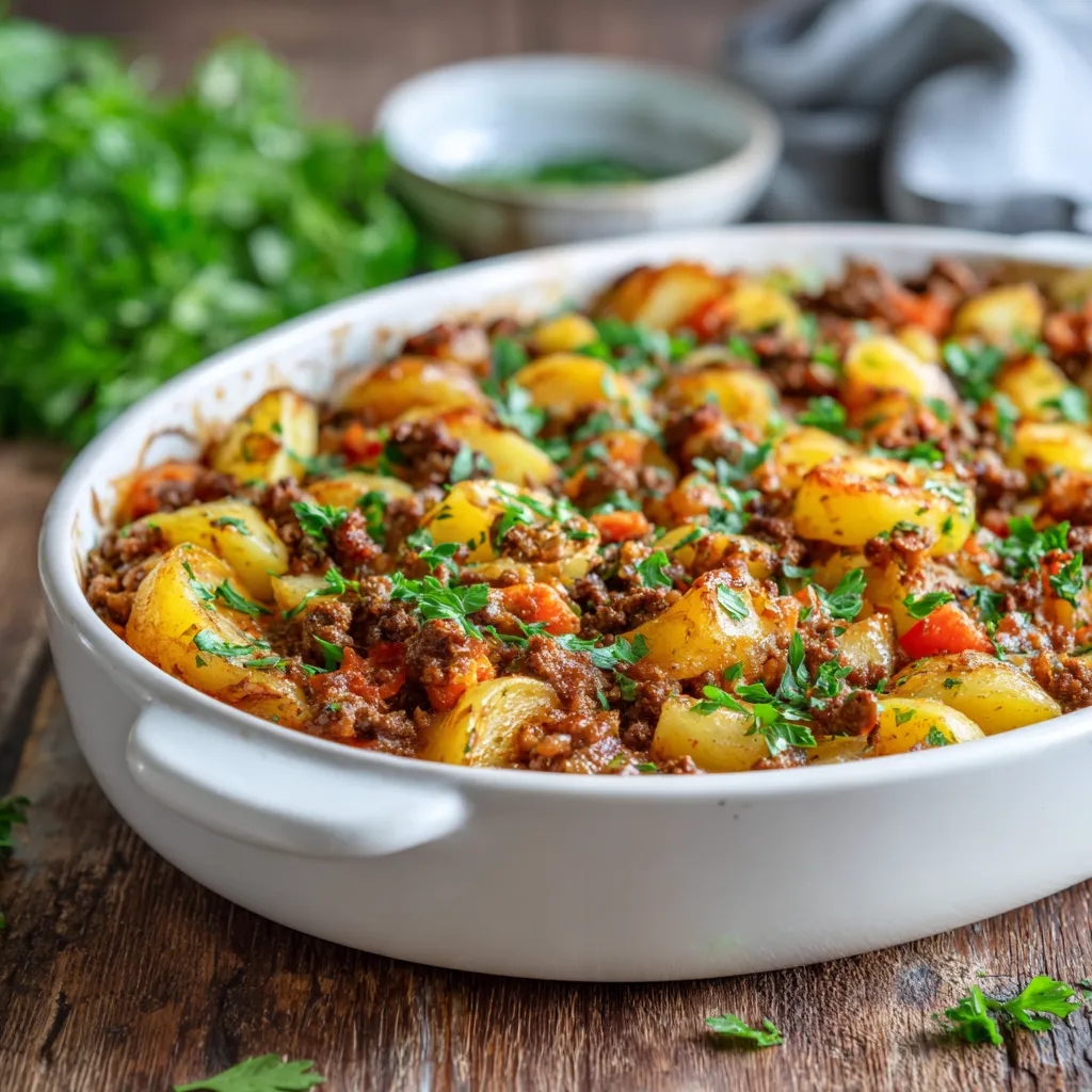 Classic Hobo Casserole with Ground Beef, Potatoes, and Hearty Comfort Food Flavors - tertiary view