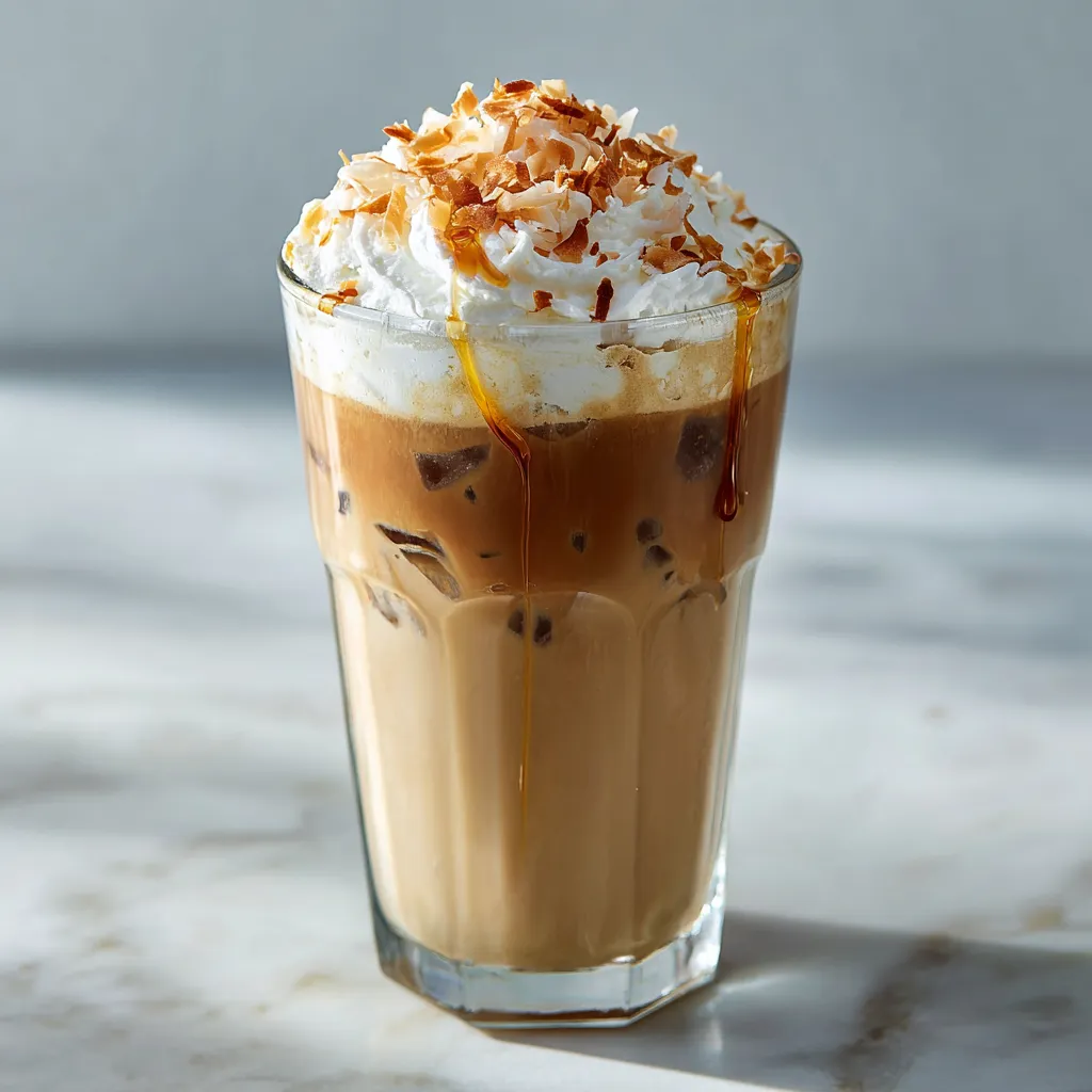 Tropical Honey Coconut Cold Coffee with Silky Whipped Cream Swirl and Natural Sweetness - secondary view