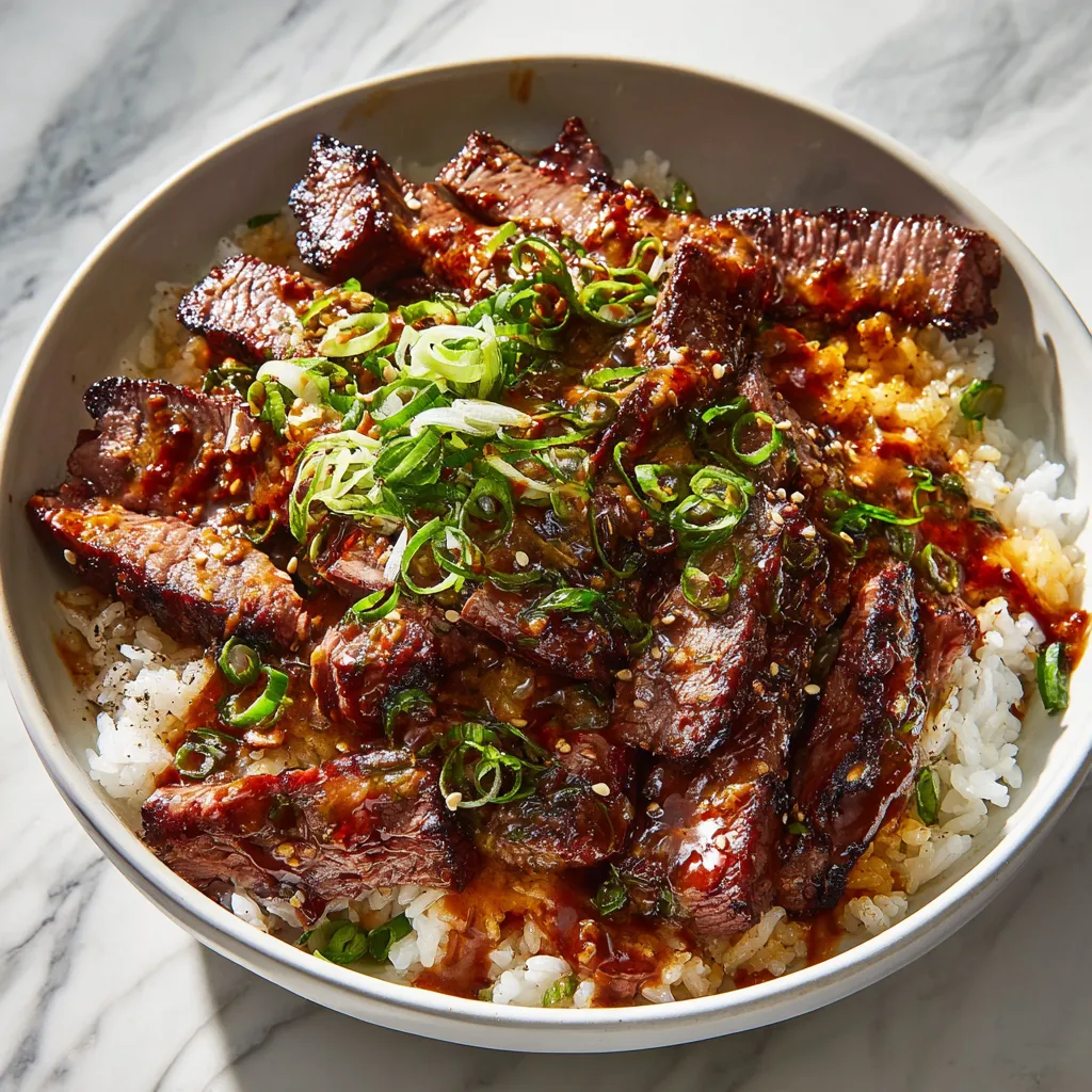 Ultimate Korean BBQ Steak Rice Bowl with Marinated Beef and Fresh Vegetables - secondary view