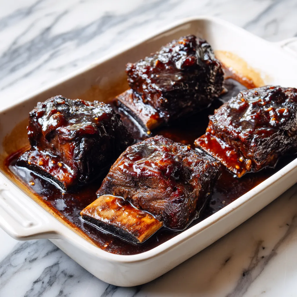 Slow-Braised Balsamic Bourbon Short Ribs with Red Wine and Caramelized Root Vegetables - secondary view