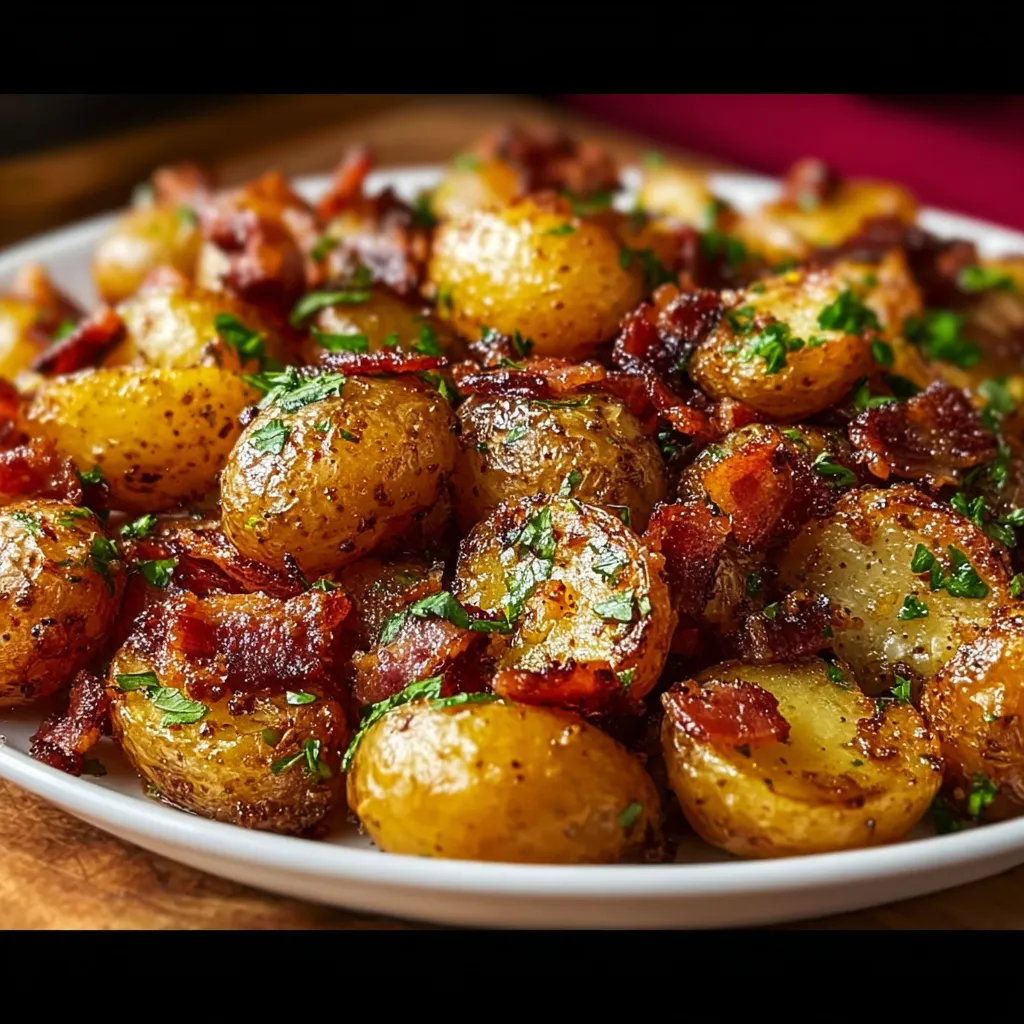 Crispy Honey Bacon Roasted Potatoes with Caramelized Onions and Fresh Herbs - tertiary view