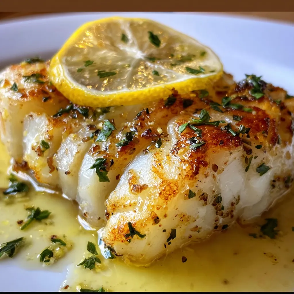 Lemon Butter Baked Cod with Fresh Herbs and Garlic White Wine Sauce - main view