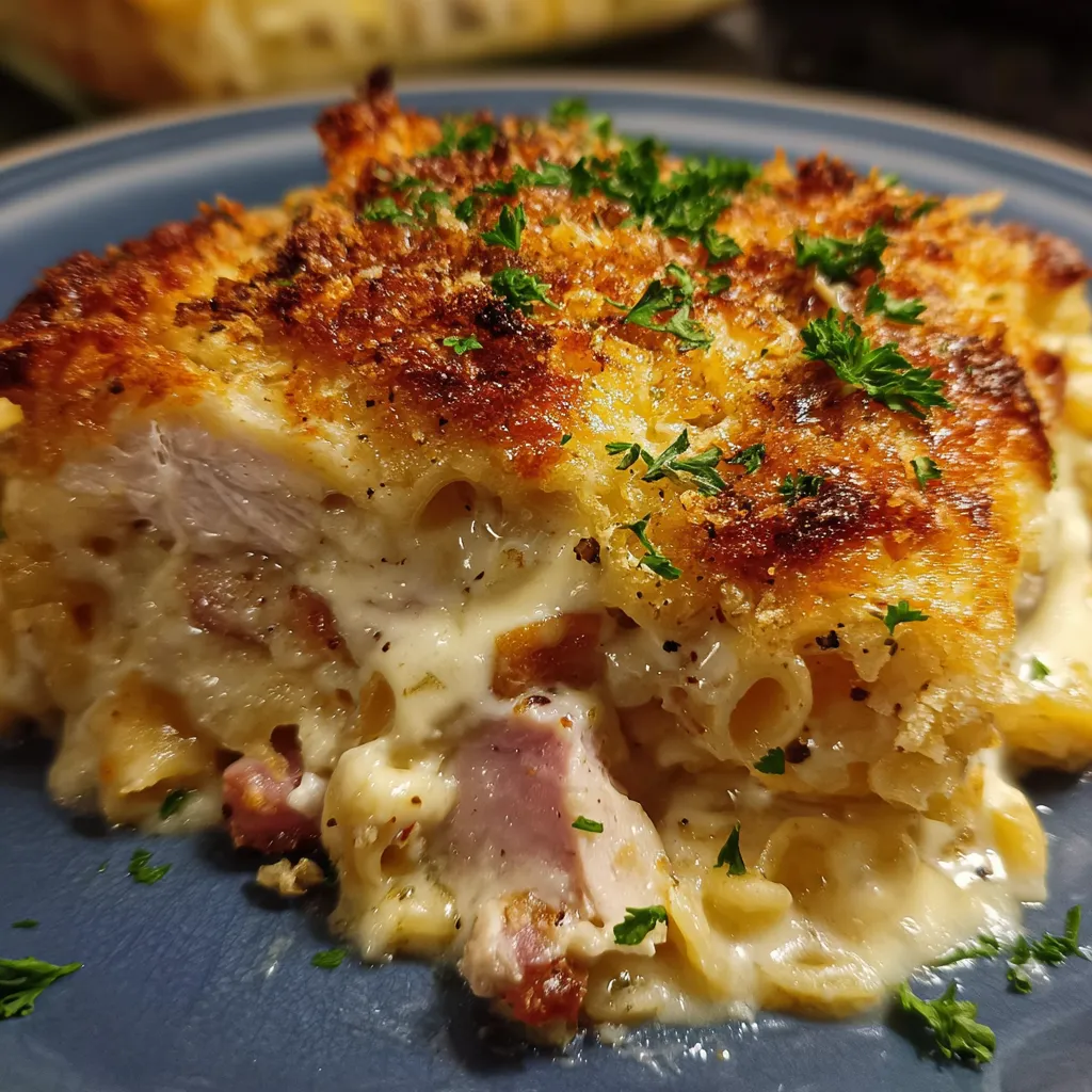 Ultimate Chicken Cordon Bleu Casserole with Swiss Cheese and Honey Dijon Sauce - tertiary view