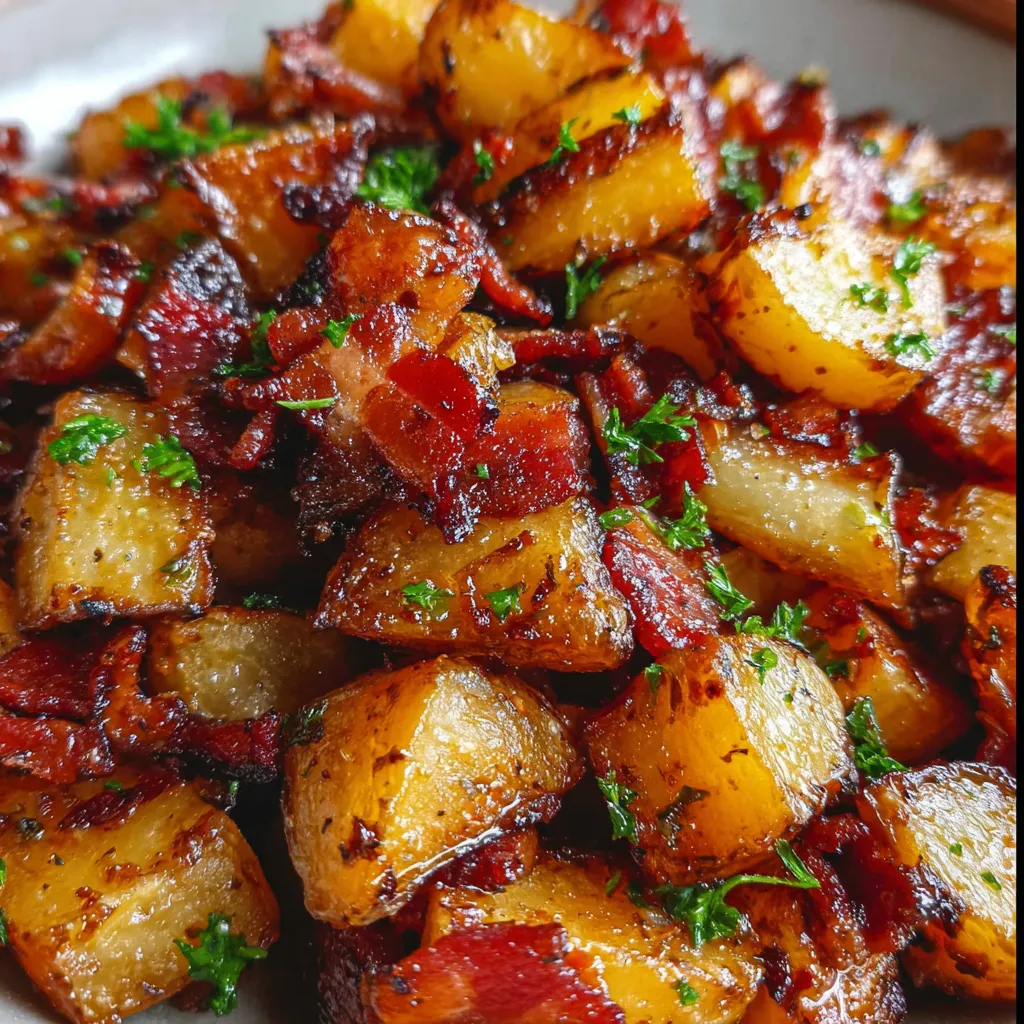 Crispy Honey Bacon Roasted Potatoes with Caramelized Glaze and Fresh Herbs - main view