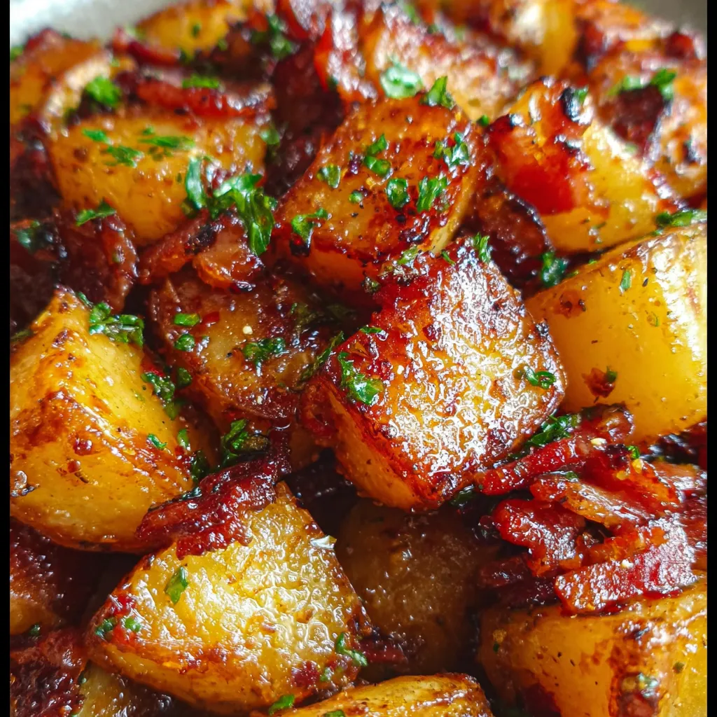 Crispy Honey Bacon Roasted Potatoes with Caramelized Glaze and Fresh Herbs - tertiary view