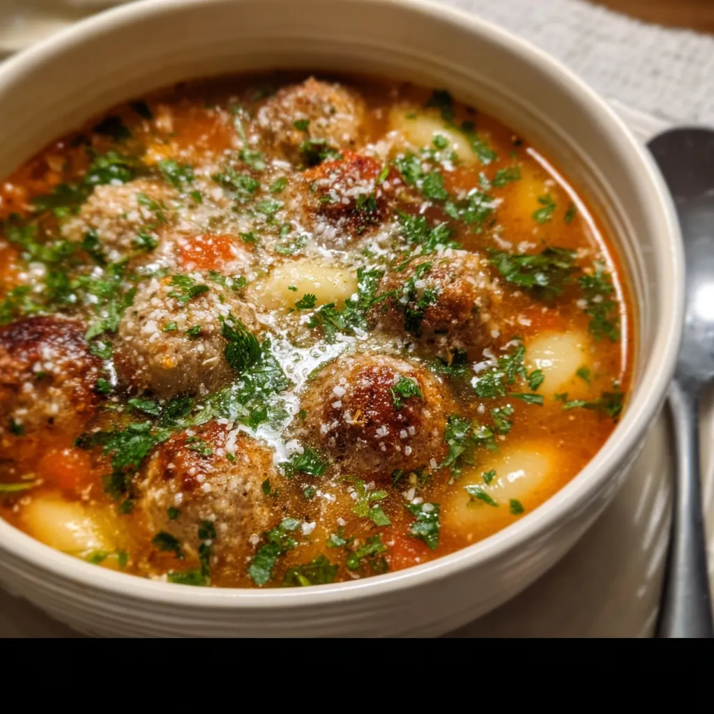 Best Crockpot Italian Meatball Soup - tertiary view