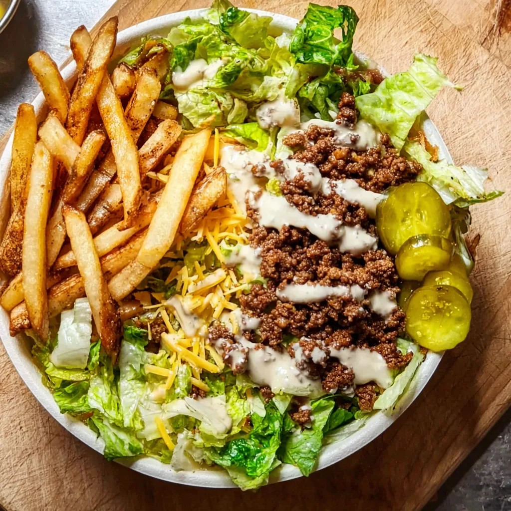 Ultimate Loaded Burger Bowl with Seasoned Ground Beef and Fresh Toppings - tertiary view