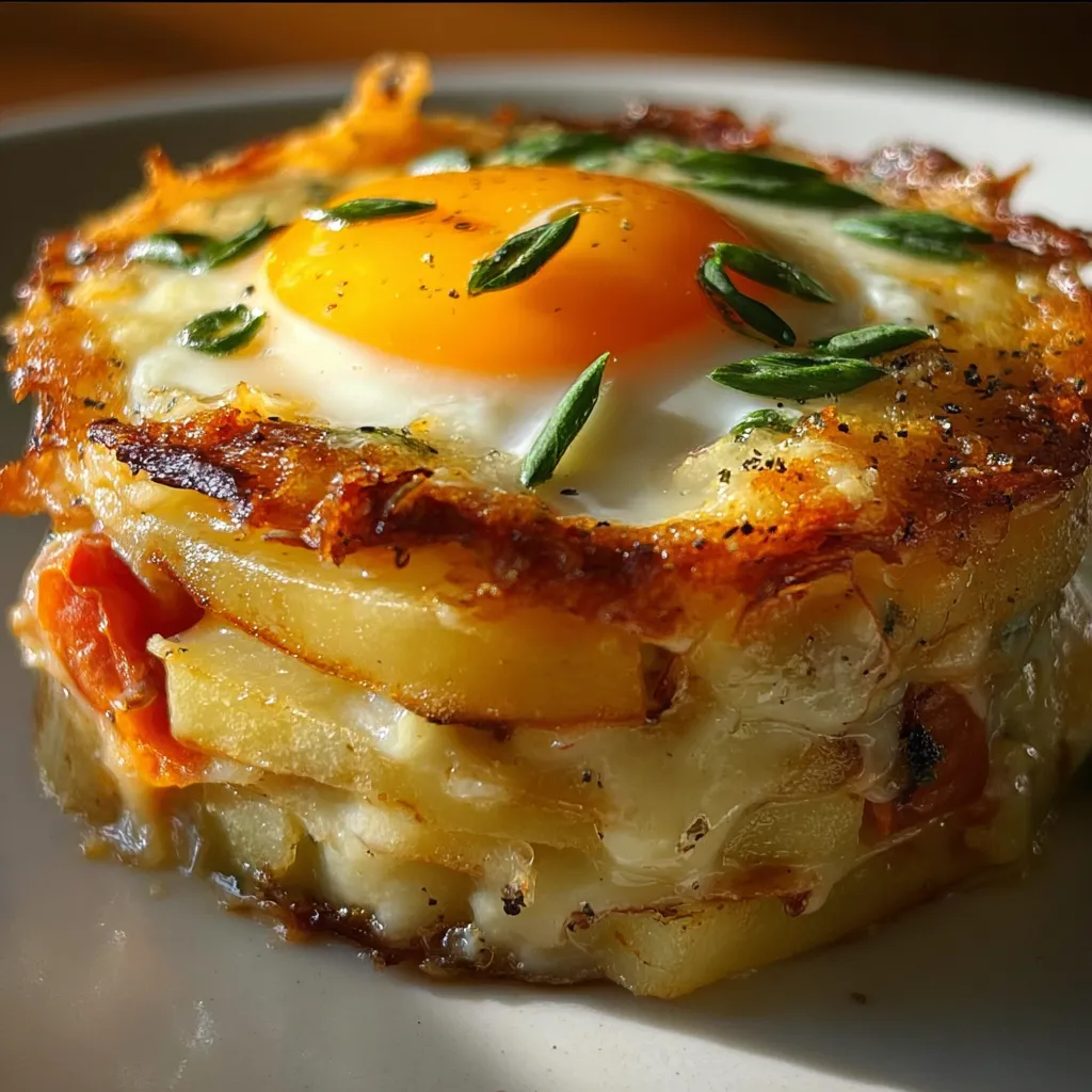 Elegant Baked Eggs Napoleon with Crispy Phyllo and Herb Cream - secondary view