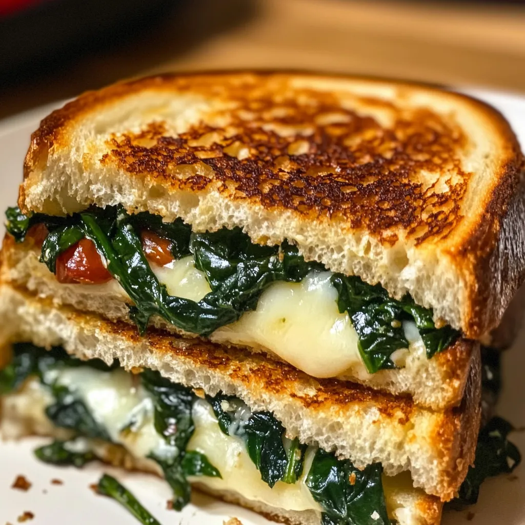 Mediterranean Spinach Grilled Cheese - Gourmet Homemade Recipe - main view