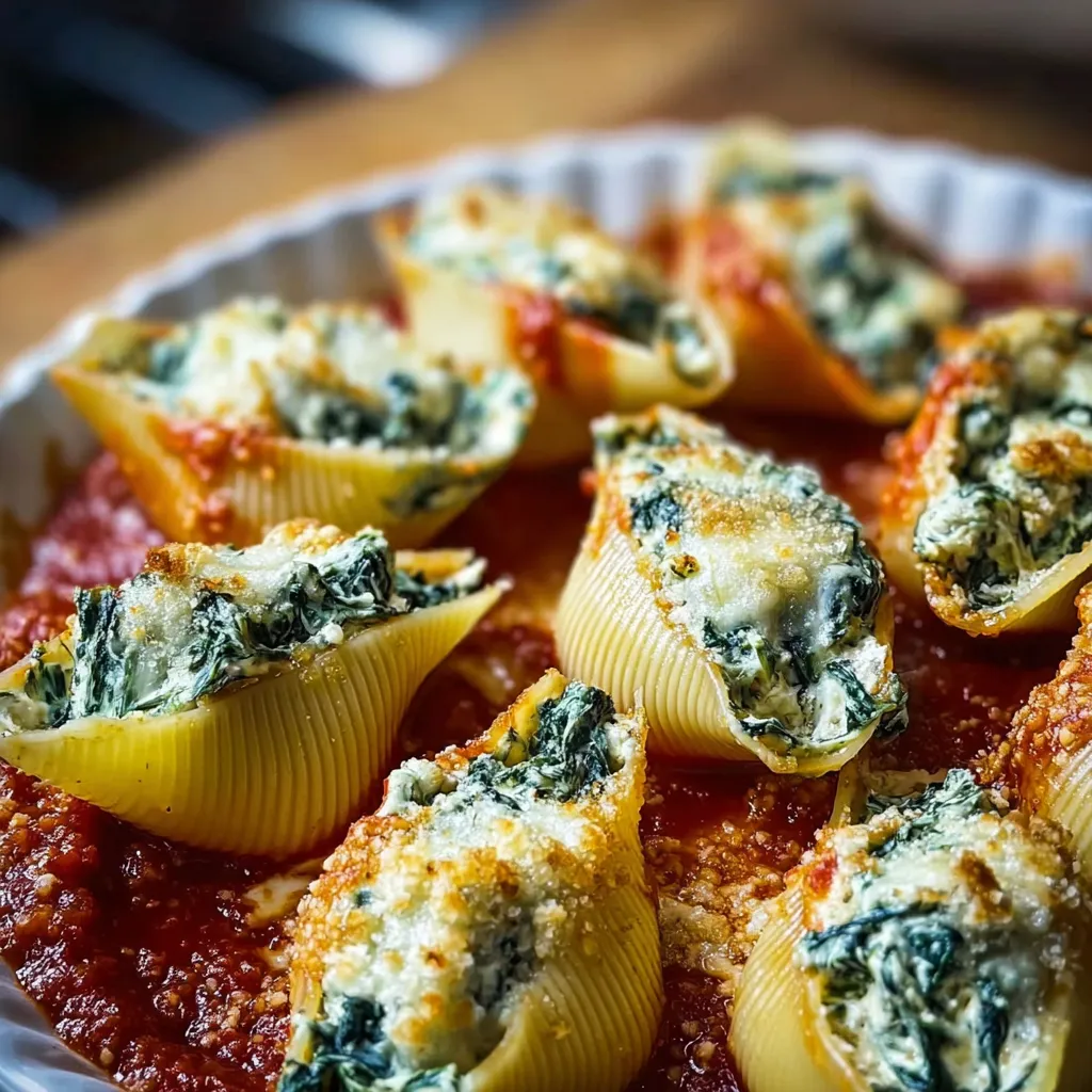 Classic Italian Spinach and Ricotta Stuffed Shells with Rich Marinara Sauce - secondary view