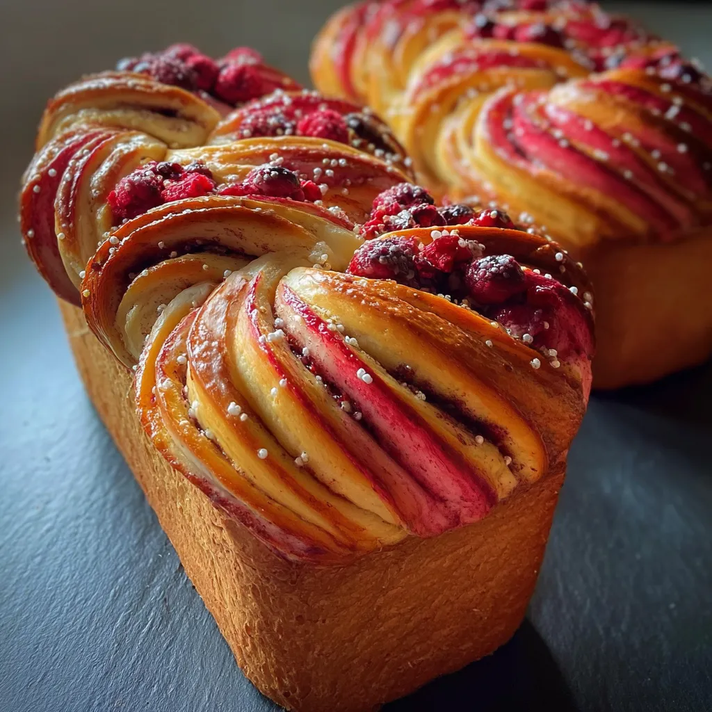 Berry Topped Swirl Bread Loaves - Gorgeous Fruity Sweet Bread with Beautiful Berry Swirls - secondary view