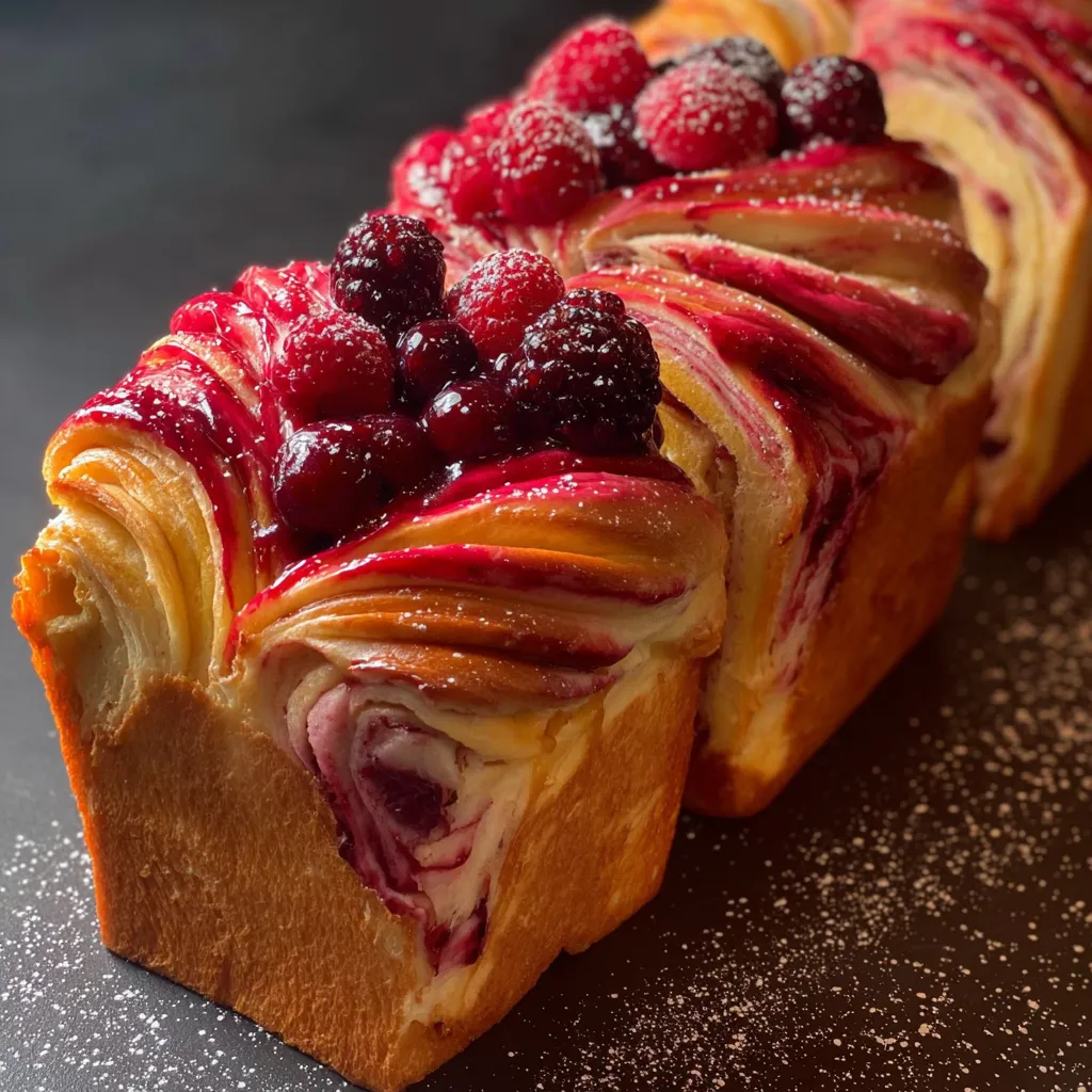 Berry Topped Swirl Bread Loaves - Gorgeous Fruity Sweet Bread with Beautiful Berry Swirls - tertiary view