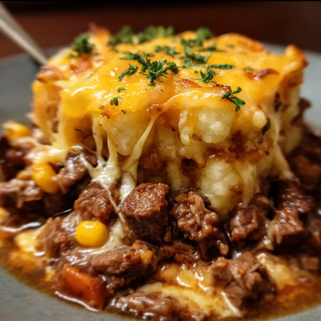 Cattle Drive Casserole with Ground Beef, Beans, and Cornbread Topping - main view