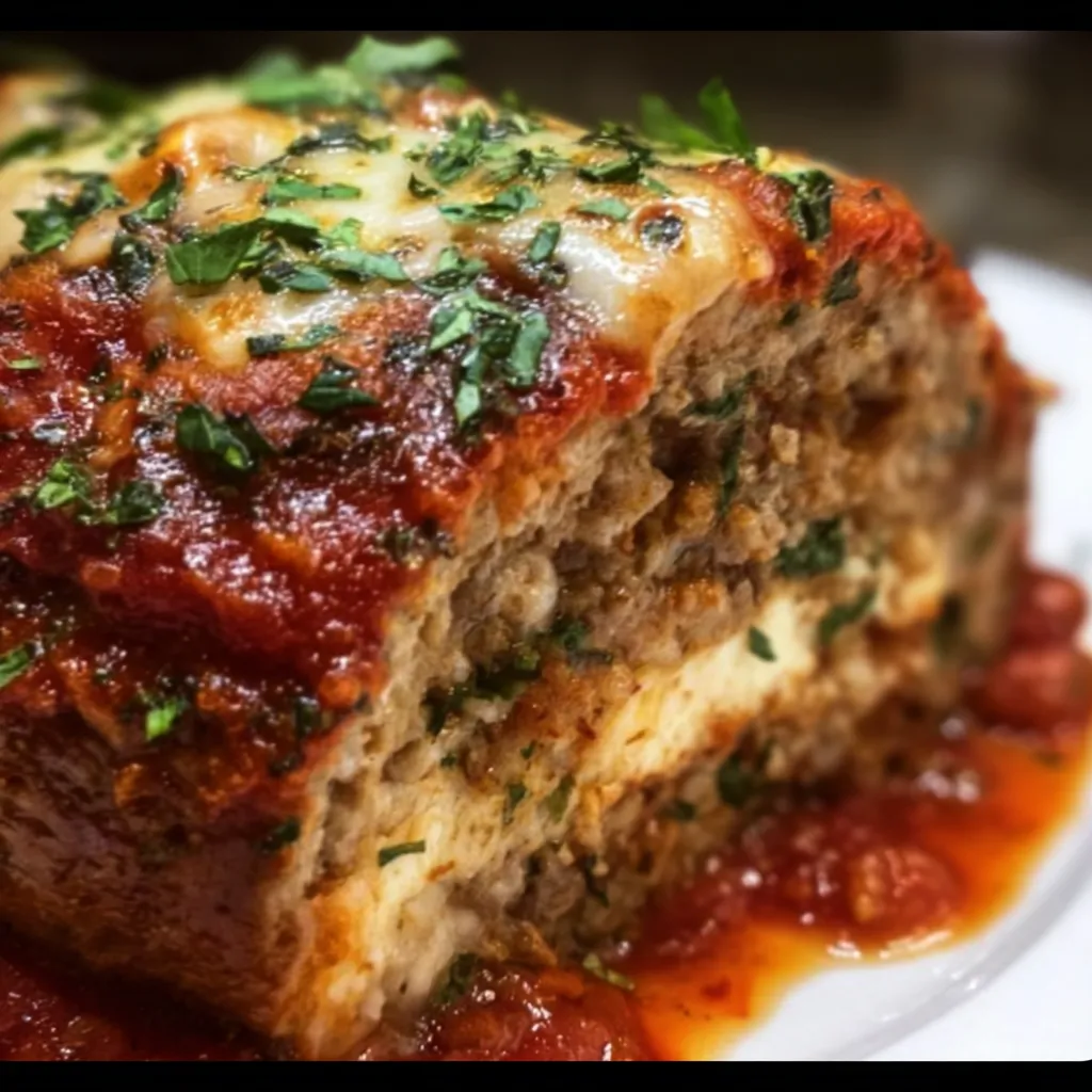 Stuffed Italian Meatloaf with Mozzarella and Herb Filling and Marinara Glaze - tertiary view
