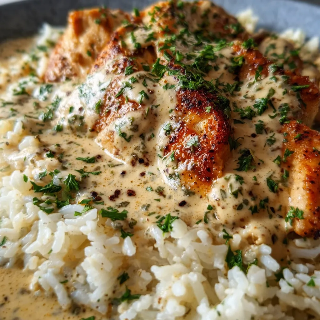 Creamy Smothered Chicken and Rice with Rich Gravy and Tender Vegetables - tertiary view
