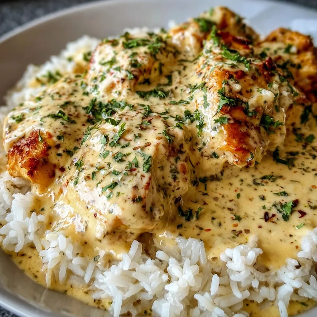 Creamy Smothered Chicken and Rice with Rich Gravy and Tender Vegetables - secondary view