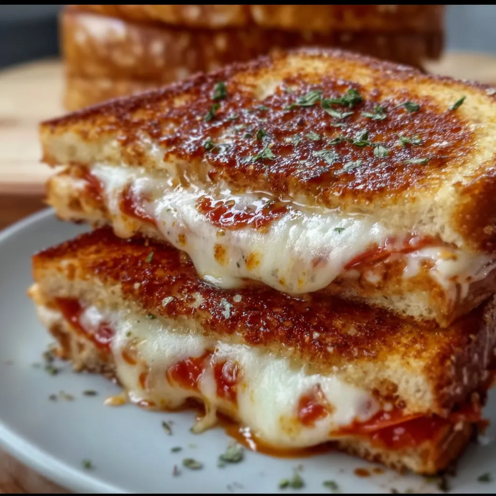 Ultimate Pizza Grilled Cheese with Melted Mozzarella and Pepperoni - main view