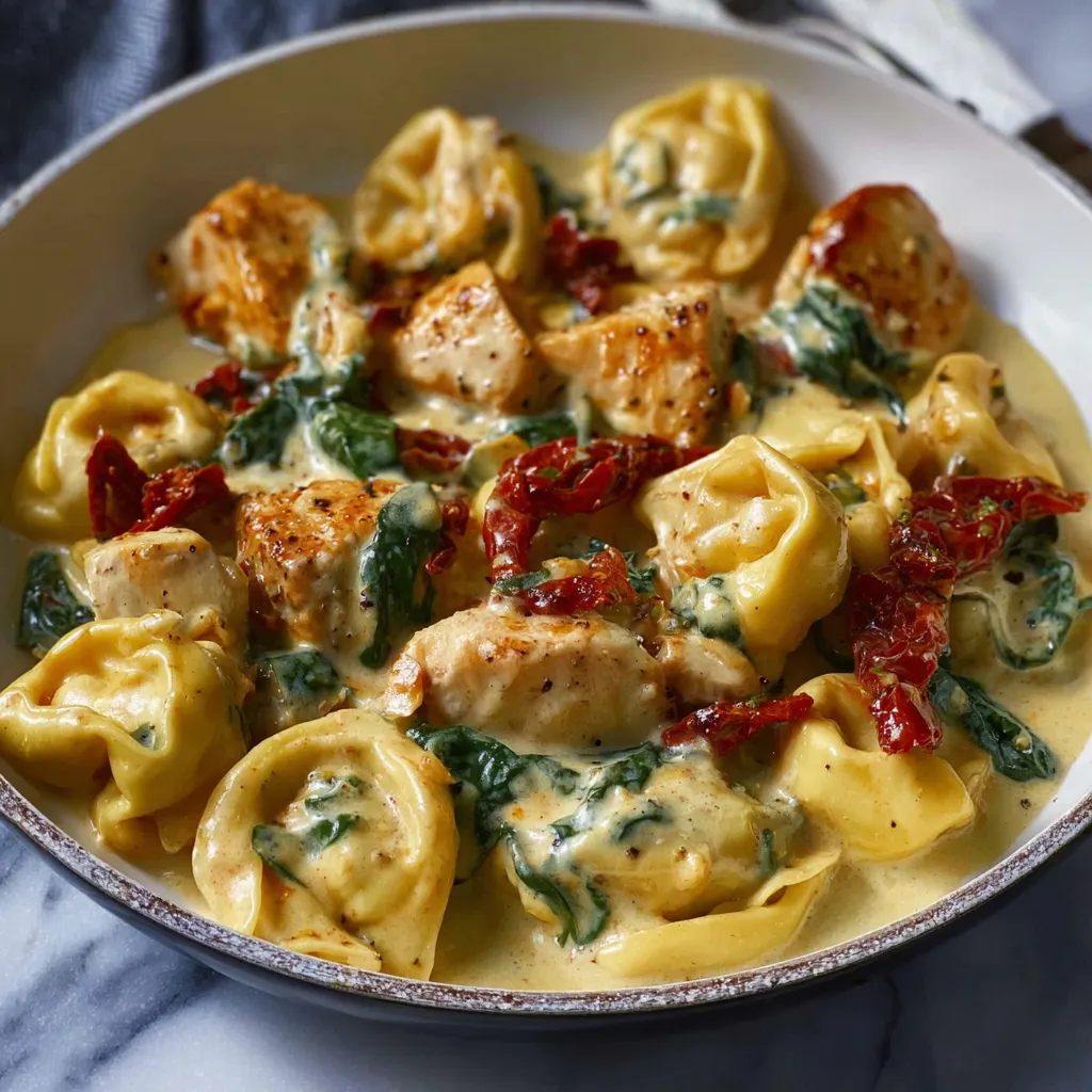 Creamy Tuscan Garlic Parmesan Chicken Tortellini with Sun-Dried Tomatoes and Fresh Spinach - secondary view