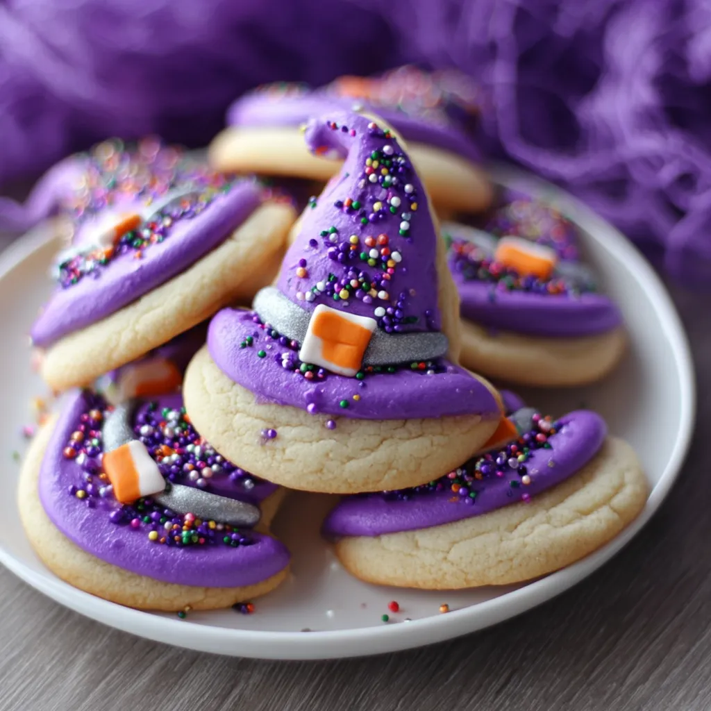 Perfectly Styled Witch Hat Halloween Cookies with Dark Chocolate and Orange Accents - tertiary view