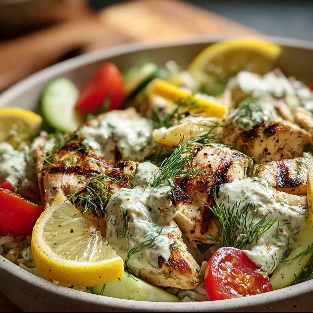 Fresh Mediterranean Lemon-Dill Chicken Bowls with Greek-Inspired Vegetables and Herbs