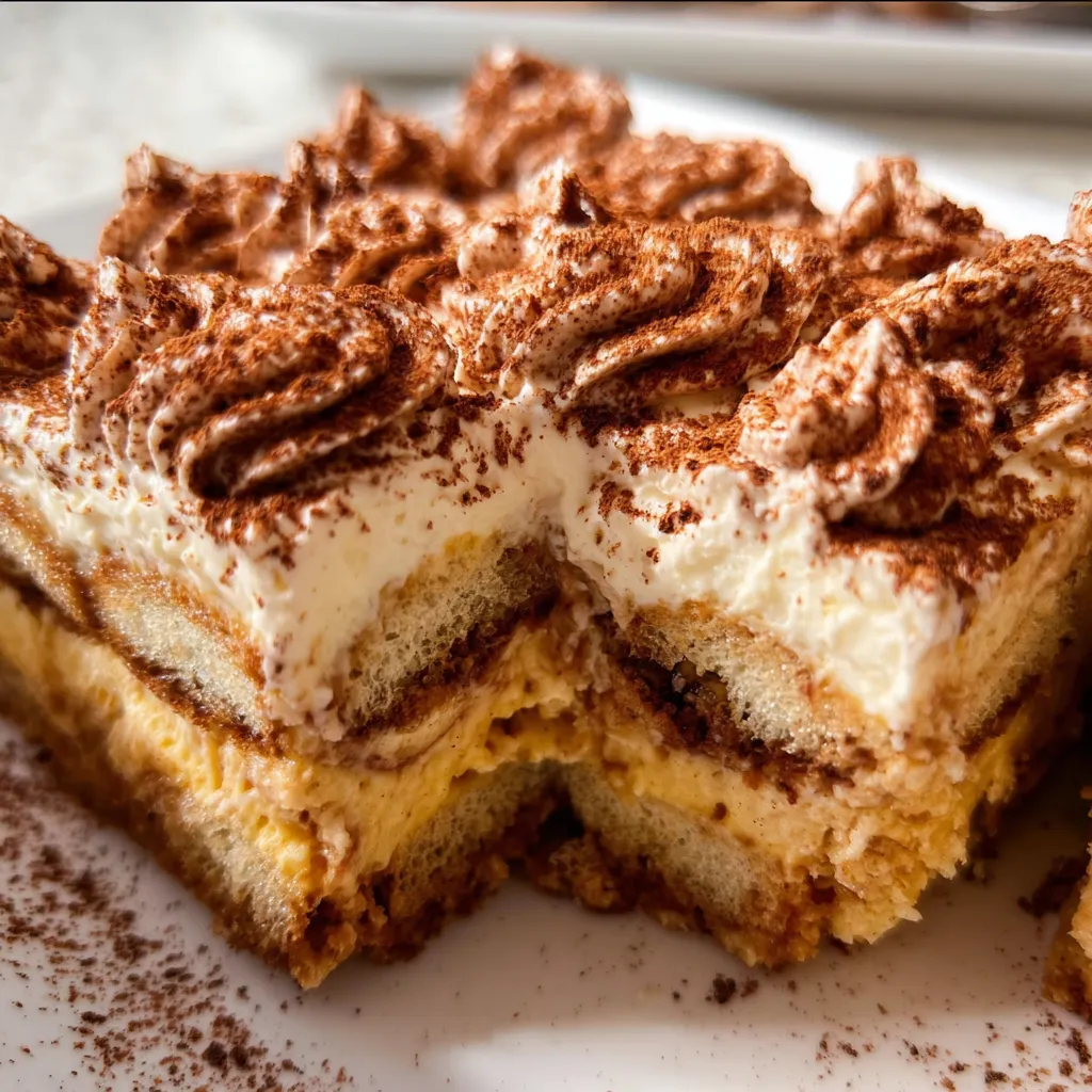 Creamy Pumpkin Tiramisu with Spiced Mascarpone and Coffee-Soaked Ladyfingers - secondary view