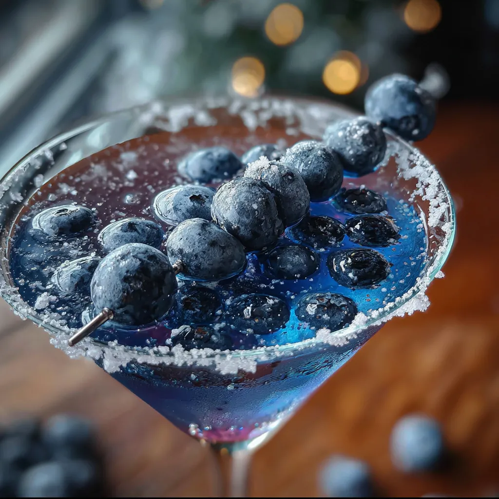 Frostbite Blueberry Martini Cocktail - Homemade Frozen Berry Perfection with Premium Vodka - tertiary view