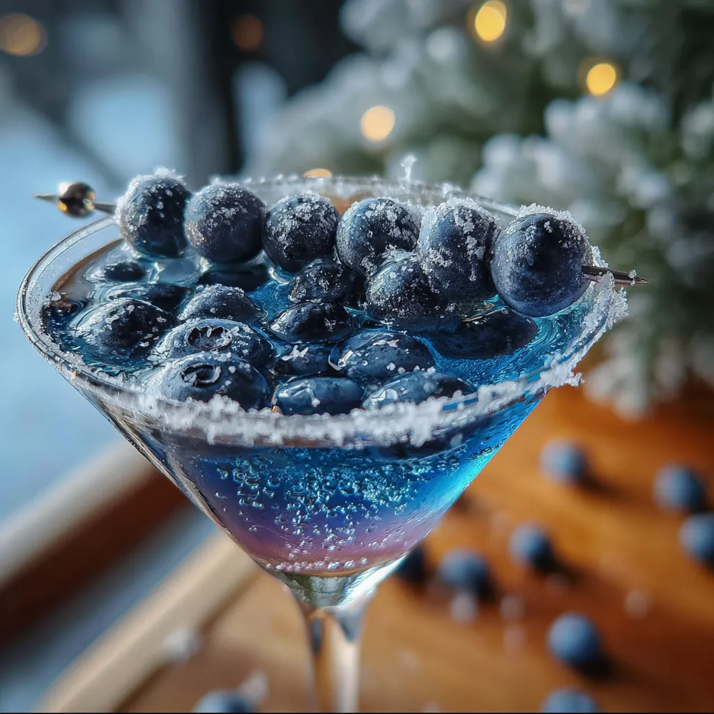 Frostbite Blueberry Martini Cocktail - Homemade Frozen Berry Perfection with Premium Vodka - secondary view