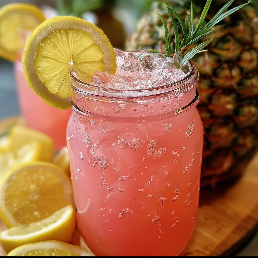 Refreshing Homemade Pineapple Pink Lemonade with Fresh Fruit Blend