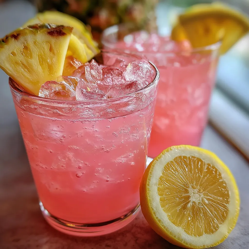 Refreshing Homemade Pineapple Pink Lemonade with Fresh Fruit Blend - tertiary view