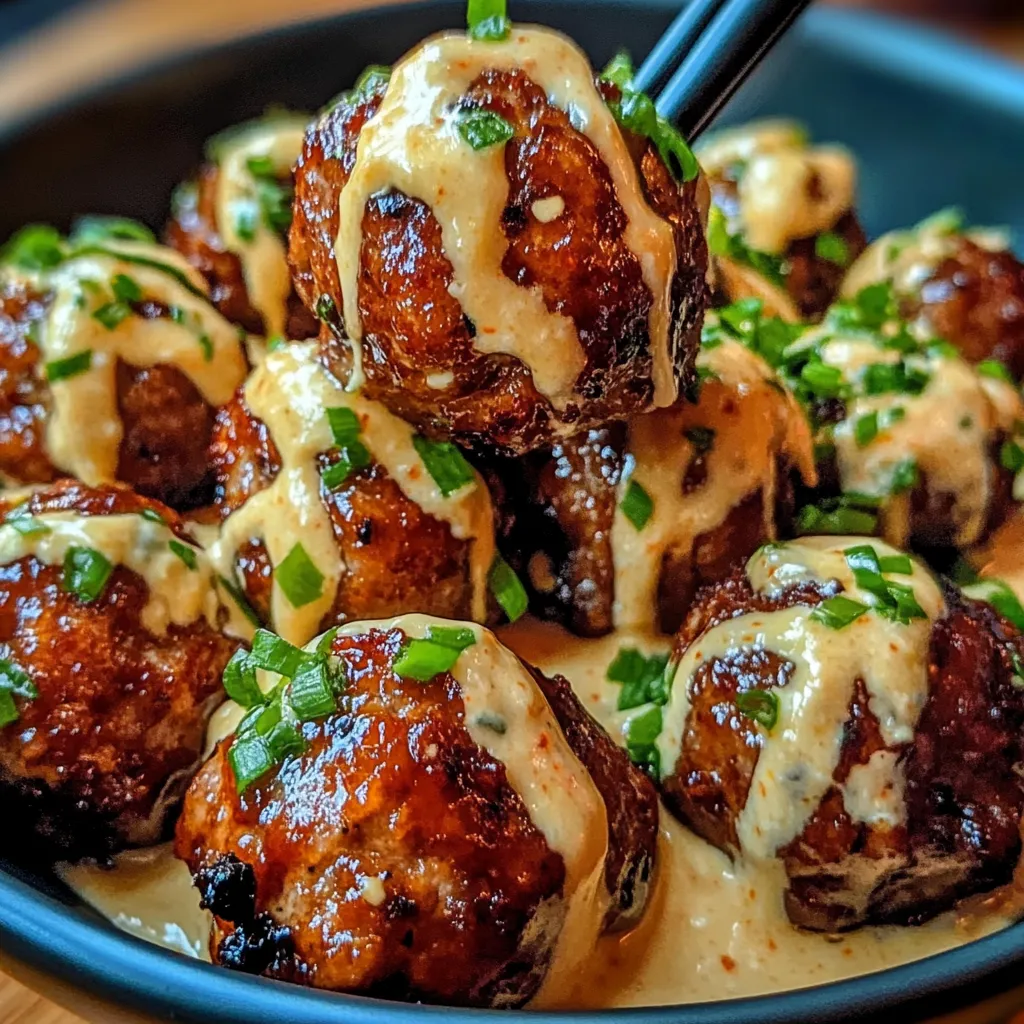 Korean BBQ Glazed Meatballs with Spicy Gochujang Mayo Dipping Sauce - tertiary view