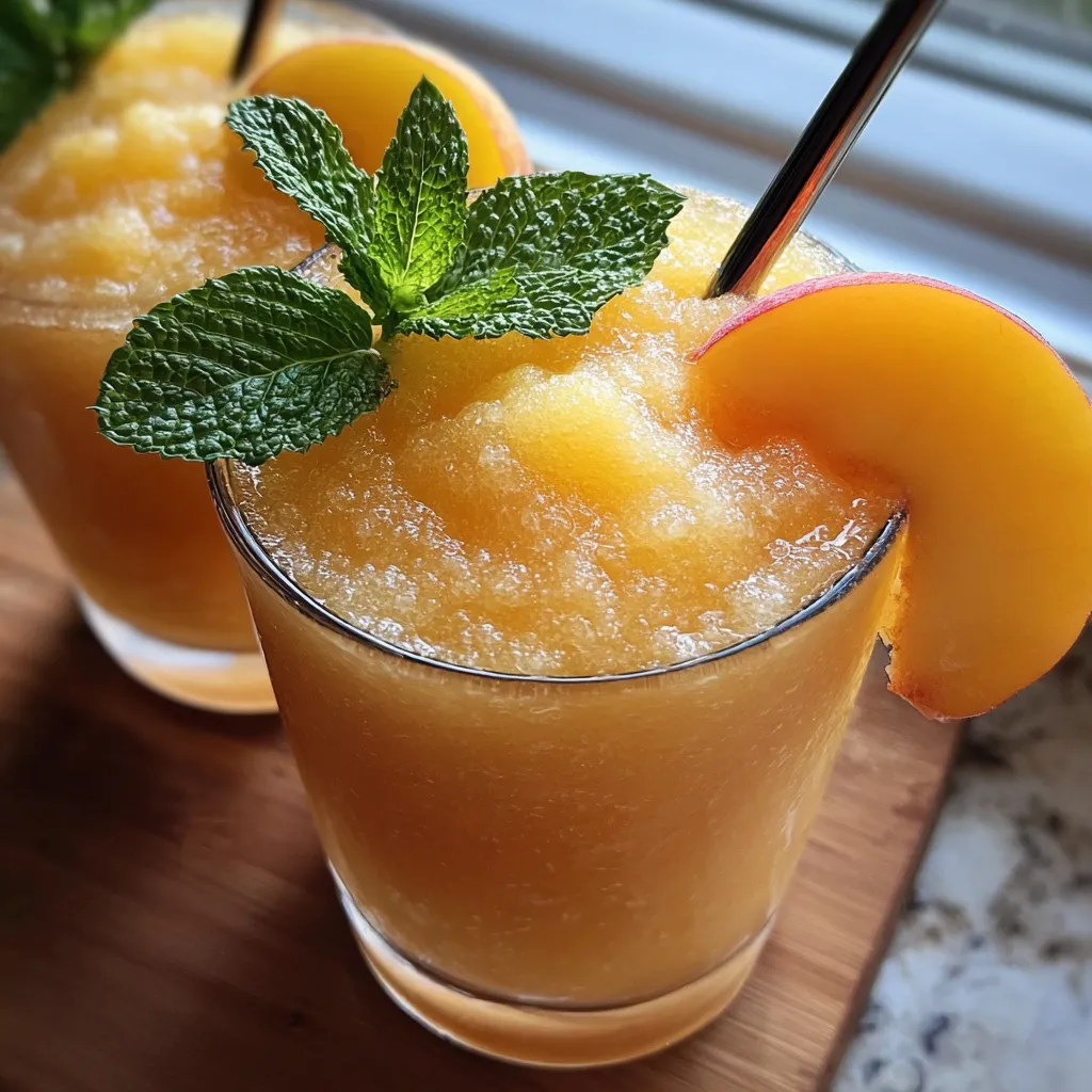 Ultimate Frozen Peach Lemonade Slushie with Fresh Mint and Natural Fruit Sweetness - main view