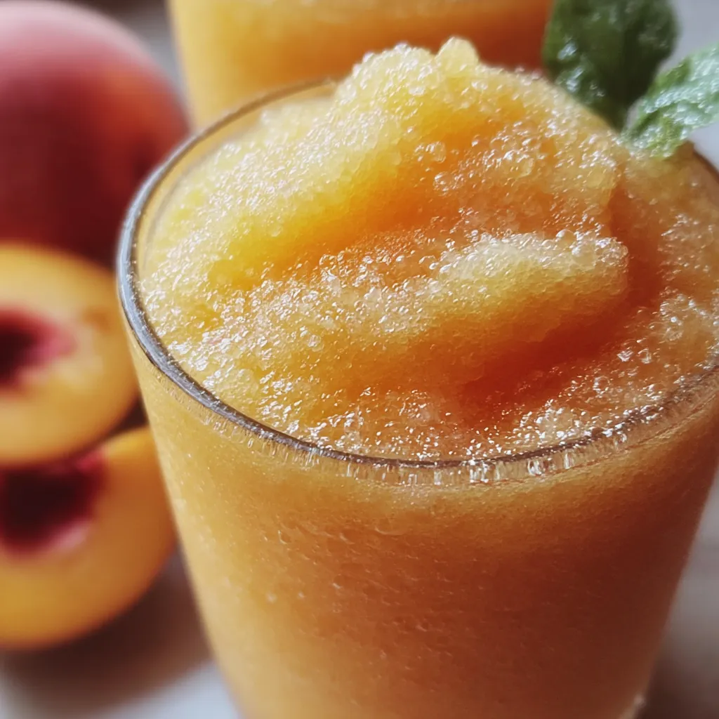 Ultimate Frozen Peach Lemonade Slushie with Fresh Mint and Natural Fruit Sweetness - tertiary view
