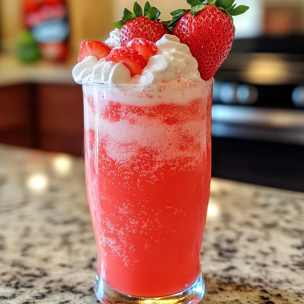 Ultimate Strawberry Cream Soda with Fresh Strawberries and Vanilla Cream - secondary view