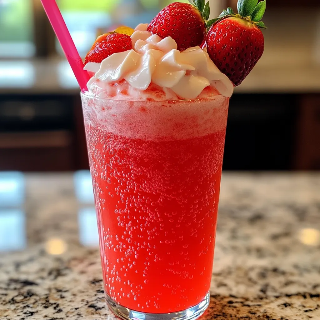 Ultimate Strawberry Cream Soda with Fresh Strawberries and Vanilla Cream - tertiary view