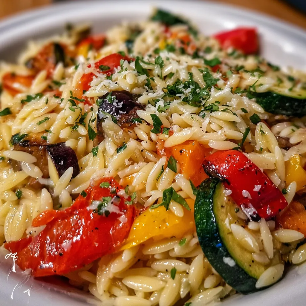 Ultimate Garlic Parmesan Orzo with Roasted Vegetables and Fresh Herb Medley - secondary view