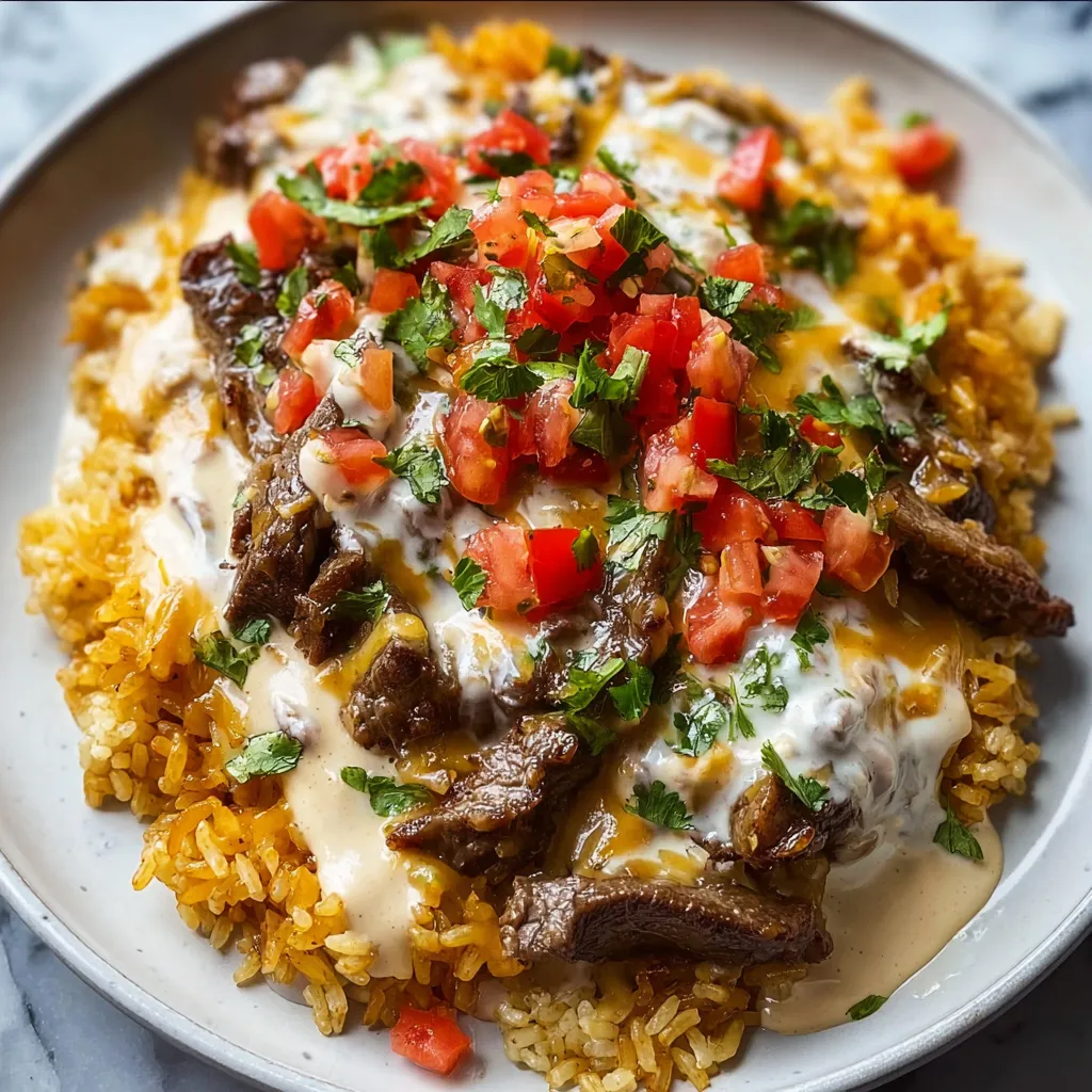 Ultimate Steak Queso Rice Casserole with Tender Beef and Melted Cheese