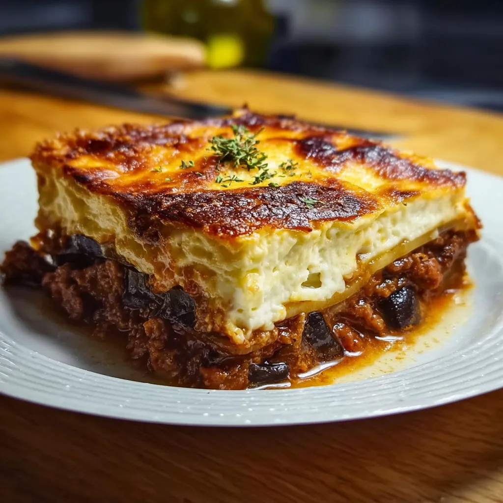 Traditional Greek Moussaka with Layers of Eggplant and Rich Béchamel Sauce - tertiary view