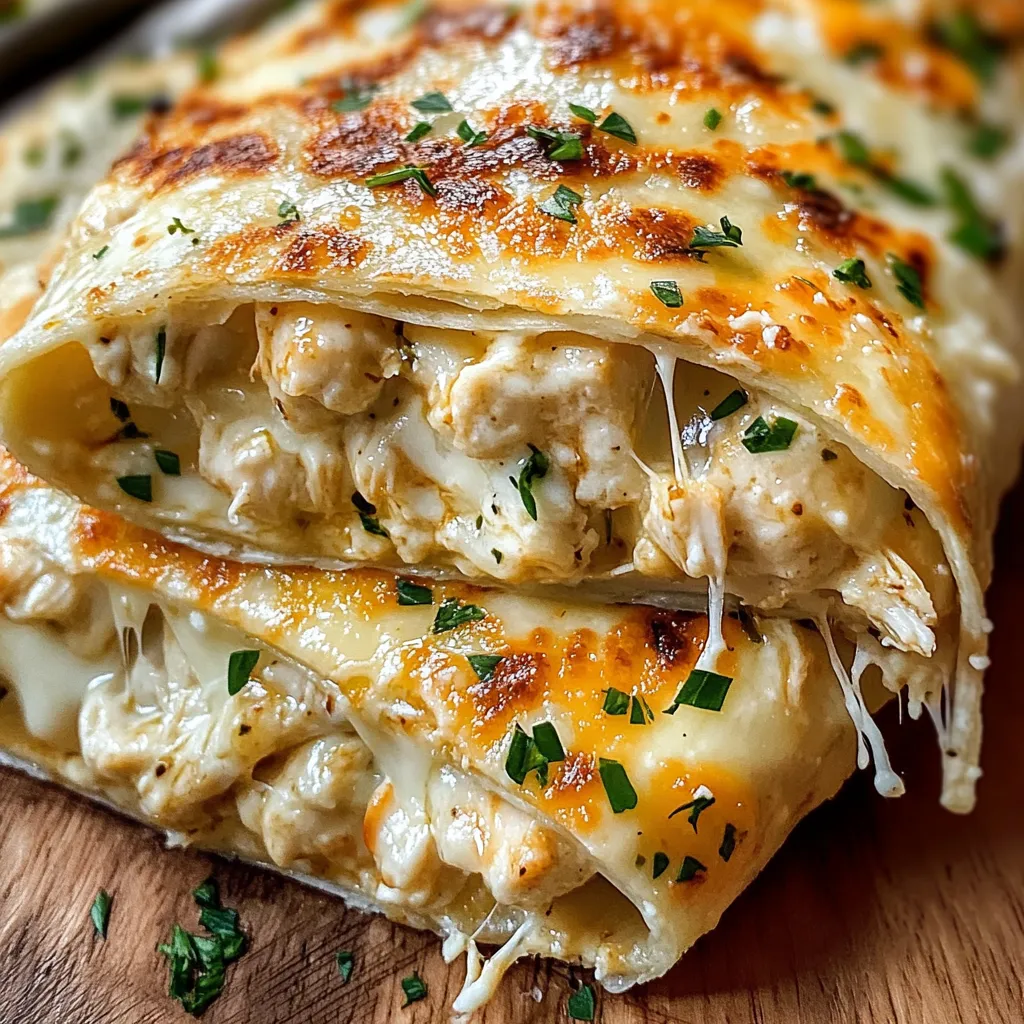 Cheesy Garlic Chicken Wraps with Melted Cheese and Crispy Seasoned Chicken