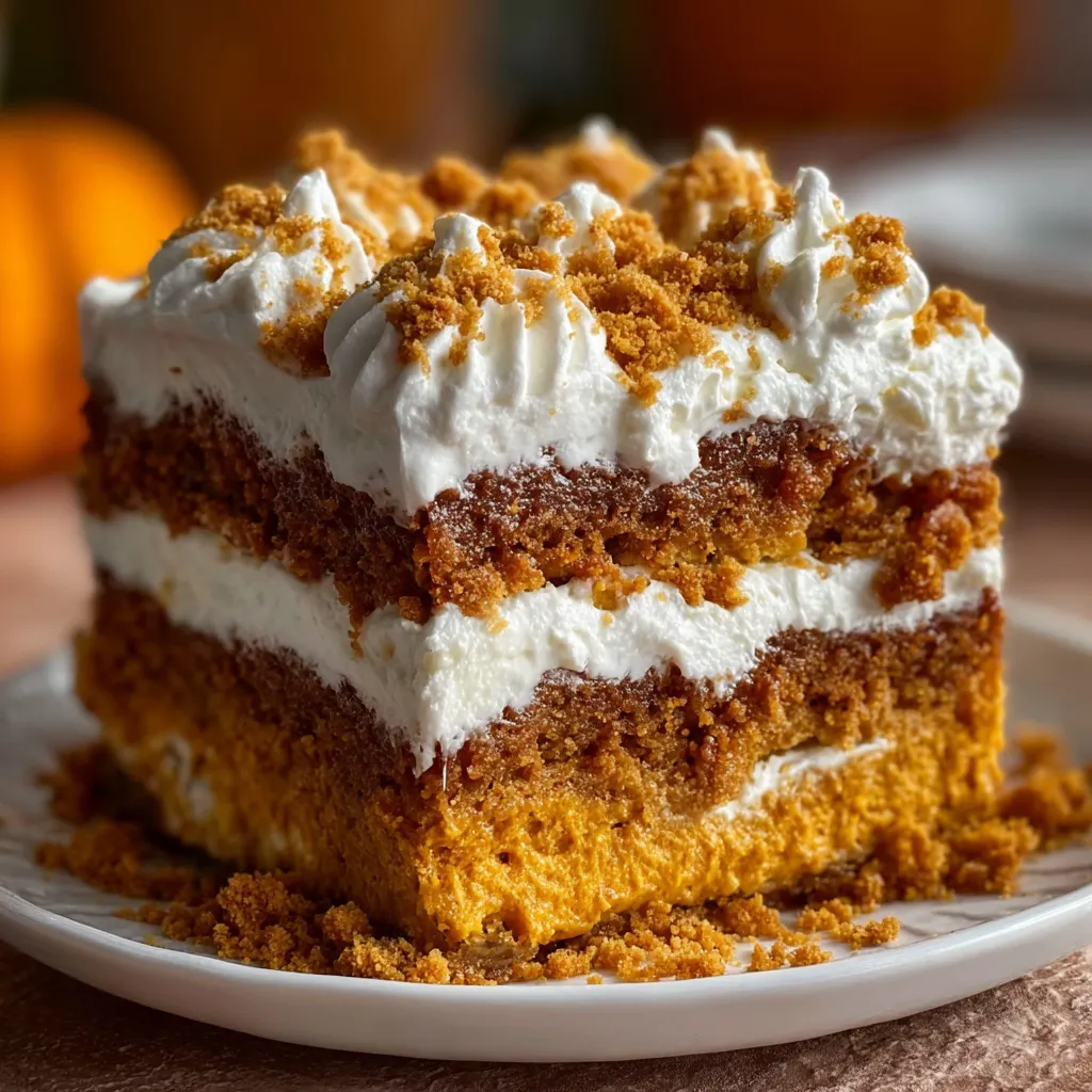 Moist Spiced Pumpkin Cake with Cream Cheese Frosting and Autumn Flavors - main view