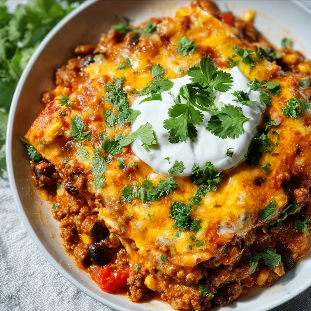 Ultimate Cheesy Ground Turkey Enchilada Bake with Three-Cheese Blend - secondary view