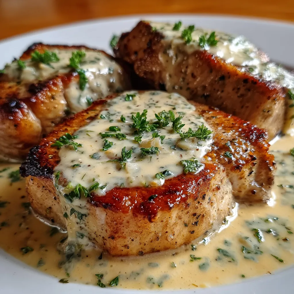 Pan-Seared Pork Chops with Creamy Herb Sauce and Garlic Butter - secondary view