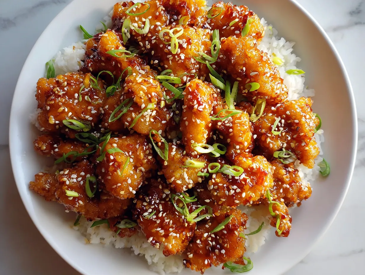 Crispy Honey Sesame Chicken with Golden Batter and Glossy Sweet Sauce - secondary view